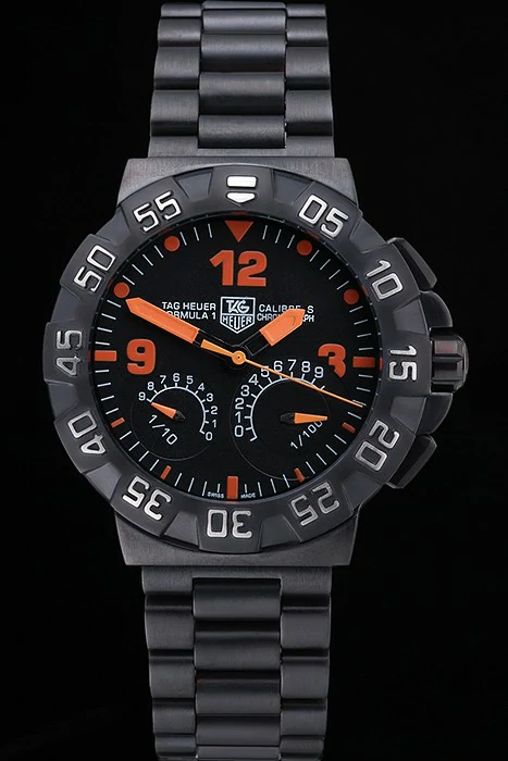 Tag Heuer Formula One Calibre S Black Dial Orange Numerals Ion Plated Steinless Steel Bracelet new118822