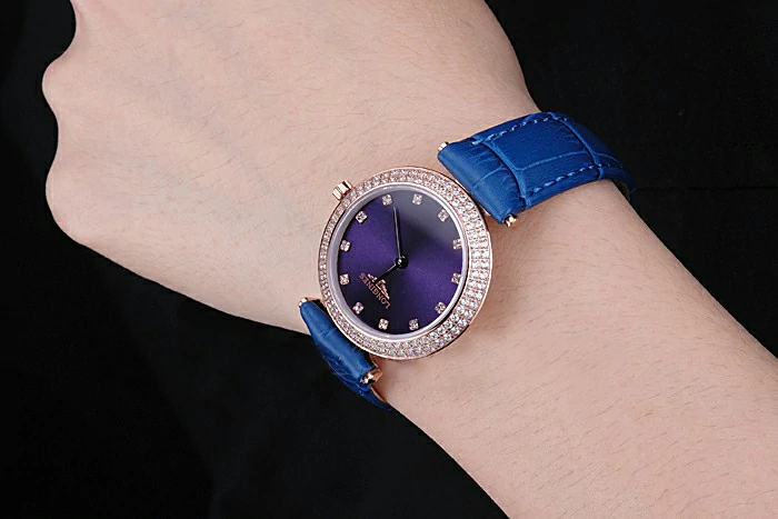 Longines La Grande Classique Blue Round Dial Diamond Case Diamond Numerals Blue Leather Band new119075