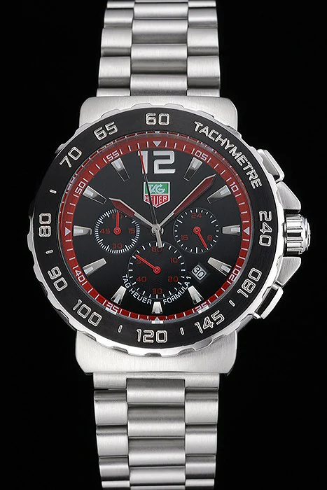 Tag Heuer Formula 1 Chronograph Black Dial Black Bezel Stainless Steel Band Red Numerals new119100