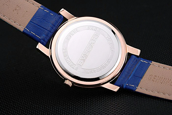 Bvlgari White Dial Diamond Case Blue Leather Bracelet new119218