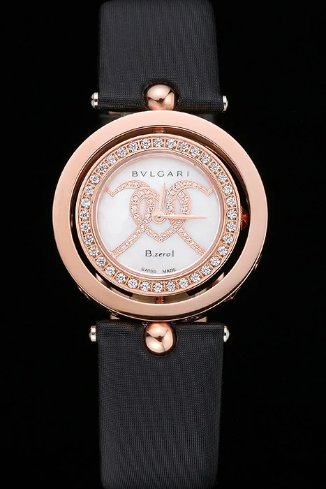 Bvlgari B.ZERO1 Gold Case Black Leather Bracelet new119220