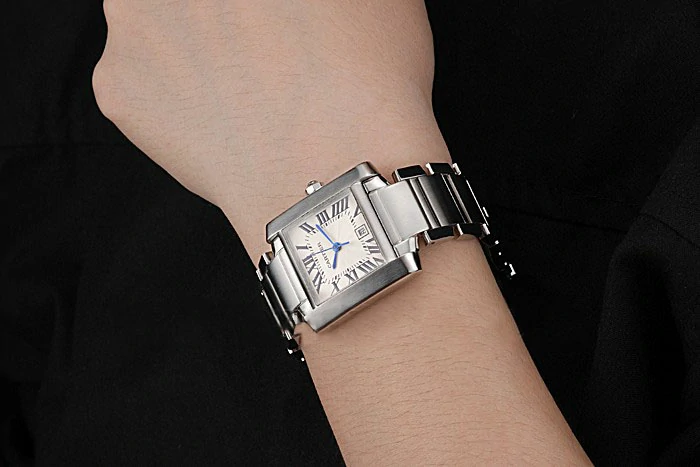 Cartier Tank Francaise Steel Case White Dial Roman Numerals Stainless Steel Bracelet new119927