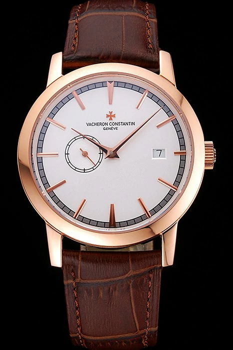 Vacheron Constantin Patrimony Contemporaine Rose Gold Case White Dial Brown Leather Bracelet new120081