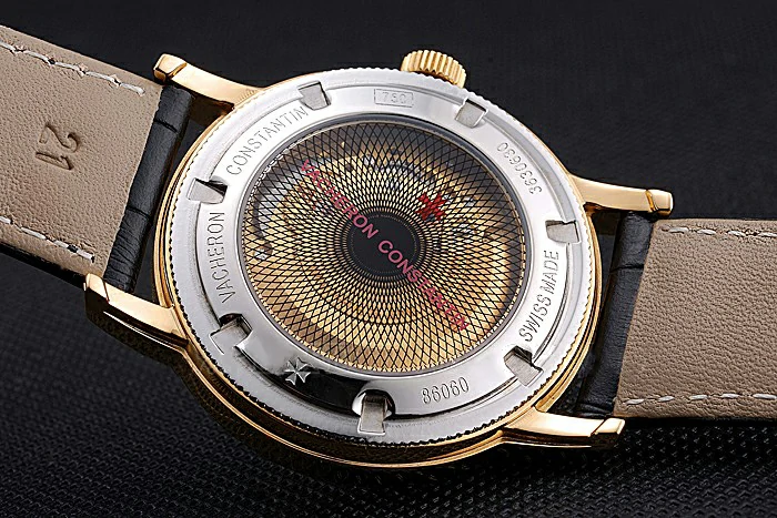 Vacheron Constantin Patrimony Contemporaine Gold Case Gold Diamond Dial Black Leather Bracelet new120082