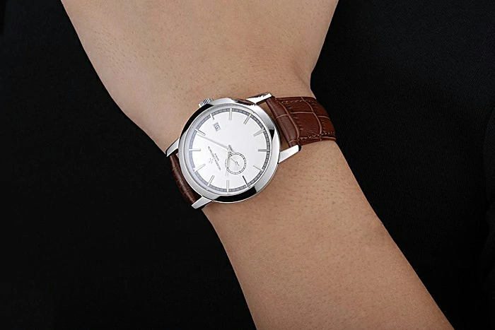 Vacheron Constantin Patrimony Contemporaine Stainless Steel Case White Dial Brown Leather Bracelet new120084
