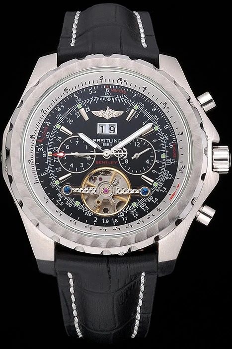 Breitling Bentley Mulliner Tourbillon Black Dial Stainless Steel Case Black Leather Strap new120702