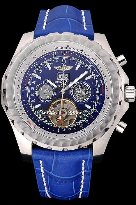 Breitling Bentley Mulliner Tourbillon Blue Dial Stainless Steel Case Blue Leather Strap new120704