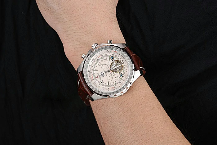 Breitling Bentley Mulliner Tourbillon White Dial Stainless Steel Case Brown Leather Strap new120709