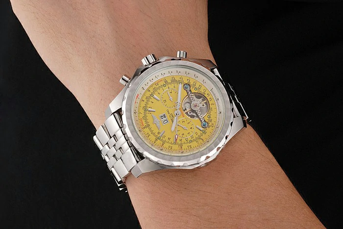 Breitling Bentley Mulliner Tourbillon Yellow Dial Stainless Steel Case And Bracelet new120710