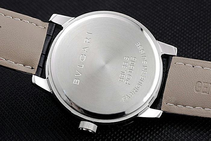 Bvlgari Solotempo Black Dial Stainless Steel Case Black Leather Strap new120713