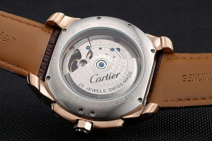 Cartier Calibre Tourbillon White Dial Gold Case Brown Leather Strap new120727