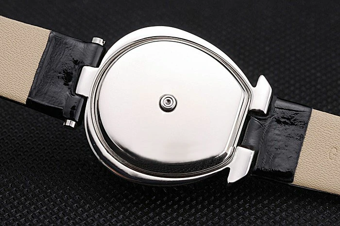 Omega Ladies Watch Pearl Dial Stainless Steel Case With Diamonds Black Leather Strap new120772