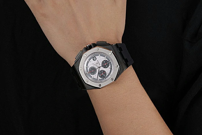 Audemars Piguet Royal Oak Offshore White Dial Black Steel Case Black Rubber Strap new120830