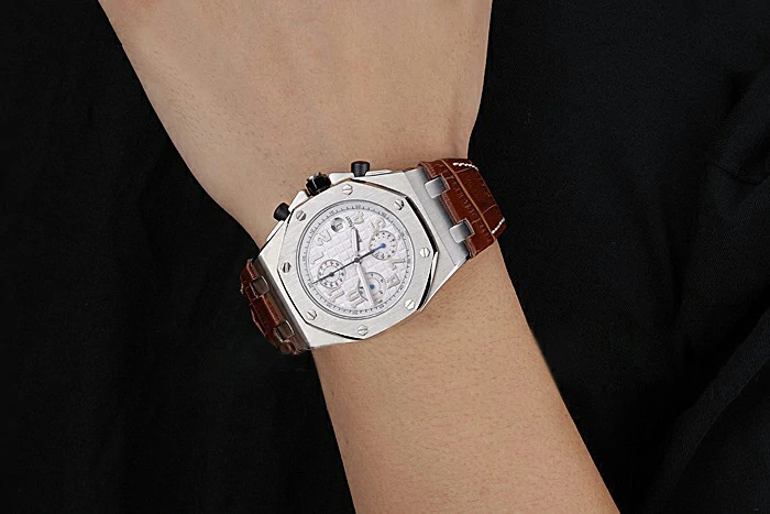 Audemars Piguet Royal Oak Offshore White Dial Stainless Steel Case Brown Leather Strap new120843