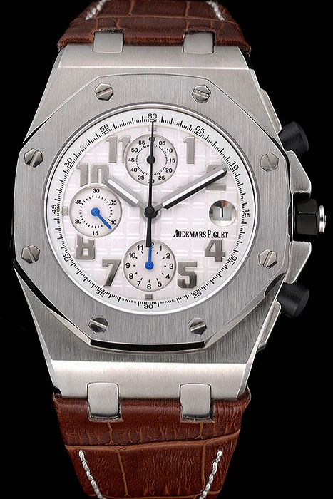 Audemars Piguet Royal Oak Offshore White Dial Stainless Steel Case Brown Leather Strap new120843