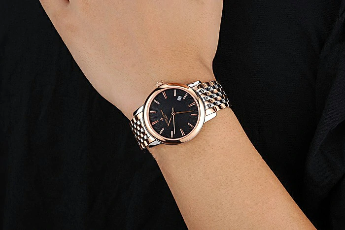 Vacheron Constantin Patrimony Black Dial Rose Gold Case Two Tone Bracelet new120865