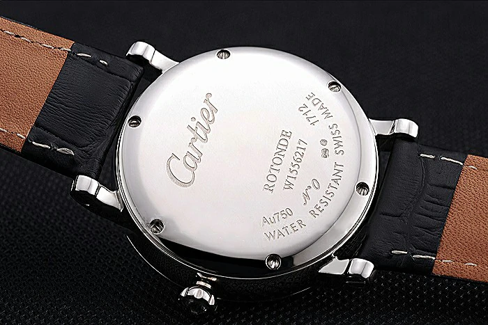 Cartier Ronde Second Time Zone White Dial Stainless Steel Case Black Leather Strap new120941
