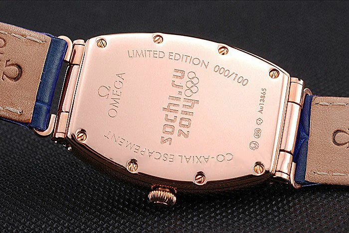 Omega Sochi Petrograd White Dial Gold Case Blue Leather Strap new120963