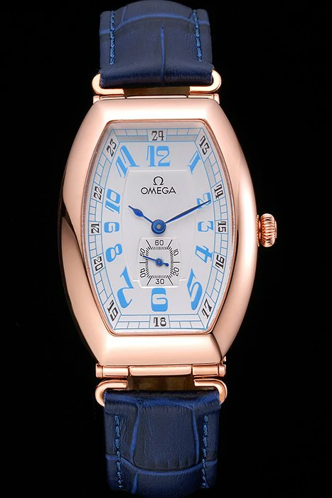 Omega Sochi Petrograd White Dial Gold Case Blue Leather Strap new120963