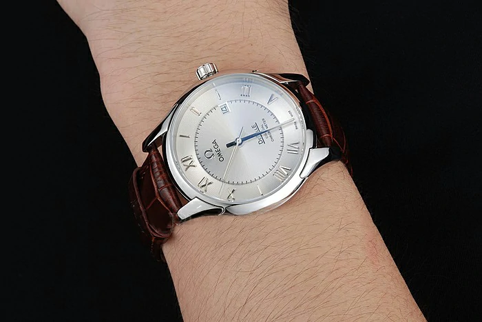 Omega DeVille Silver Dial Stainless Steel Case Brown Leather Strap new120973