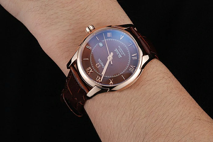 Omega DeVille Brown Dial Gold Case Brown Leather Strap new120974