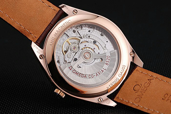 Omega DeVille Tresor White Dial Gold Case Brown Leather Strap new120989