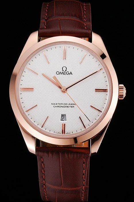 Omega DeVille Tresor White Dial Gold Case Brown Leather Strap new120989