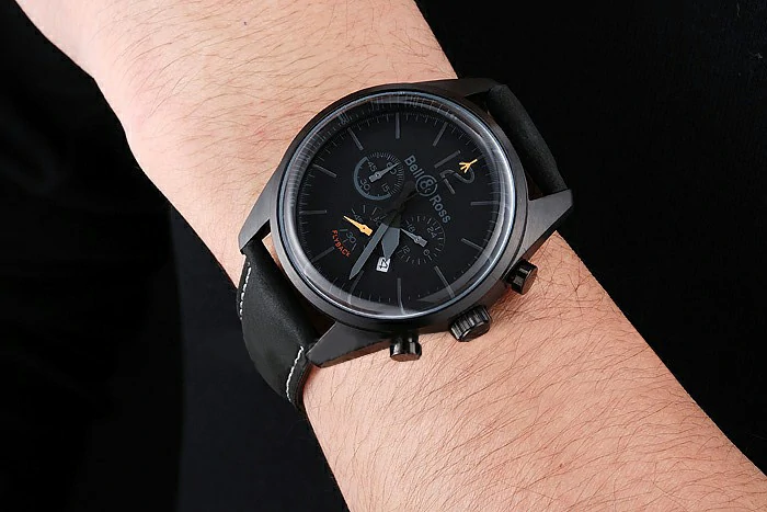 Bell and Ross BR126 Flyback Black Dial Black Case Black Suede Leather Strap new121199