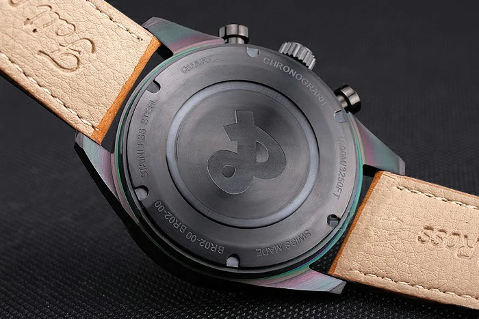 Bell and Ross BR126 Flyback Black Dial Black Case Gold Numerals Brown Suede Leather Strap new121201