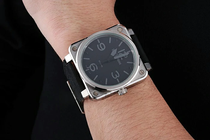 Bell and Ross BR 01 92 Black Dial Silver Case Black Leather Strap new121202