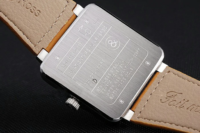 Bell and Ross BR 01 92 Black Dial Silver Case Gold Numerals Brown Leather Strap new121204