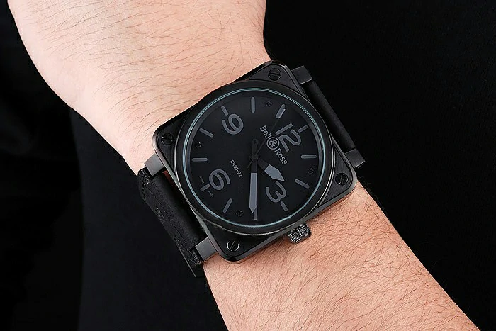 Bell and Ross BR 01 92 Black Dial Black Case Black Leather Strap new121205