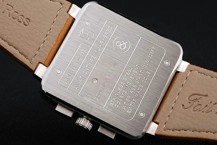 Bell and Ross BR 03 94 Black Dial Silver Case Brown Leather Strap new121210