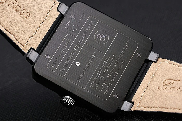 Bell and Ross BR 03 94 Black Dial White Numerals Silver Case Brown Leather Strap new121211