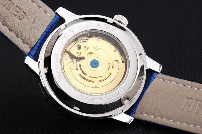 Bvlgari Novelties White Dial Silver Case Blue Leather Strap new121215
