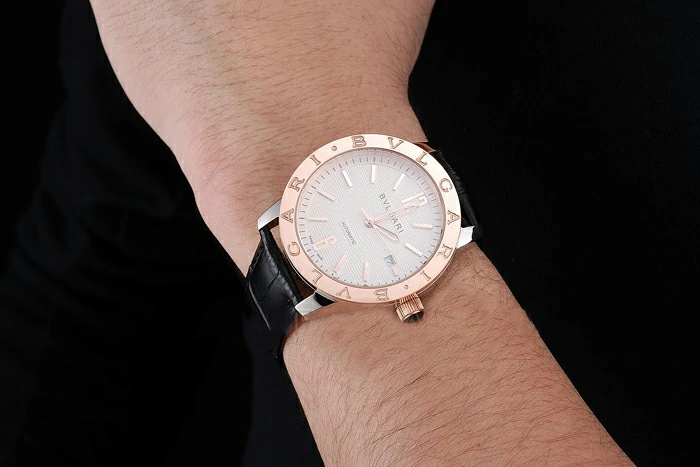 Bvlgari Novelties White Dial Gold Case Black Leather Strap new121216