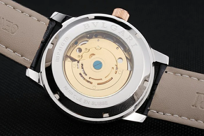 Bvlgari Novelties White Dial Gold Case Black Leather Strap new121216