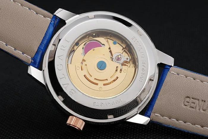 Bvlgari Novelties White Dial Gold Case Blue Leather Strap new121217