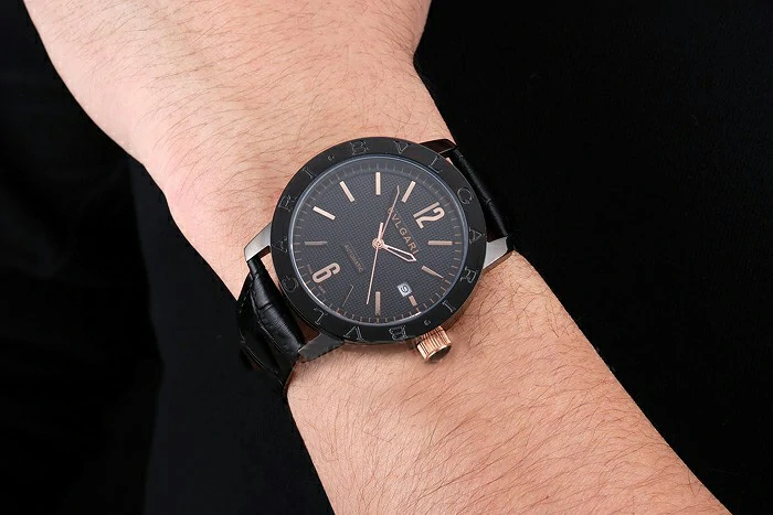 Bvlgari Novelties Black Dial Black Case Black Leather Strap new121219