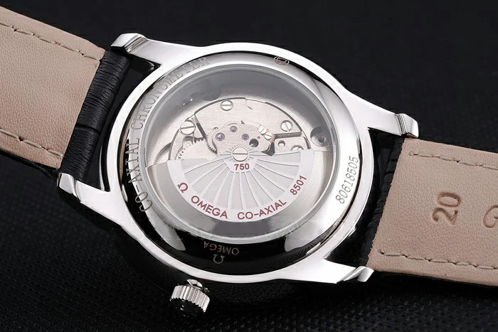 Omega De Ville Prstige Co Axial White Dial Silver Case Black Leather Strap Roman Numeral new121236