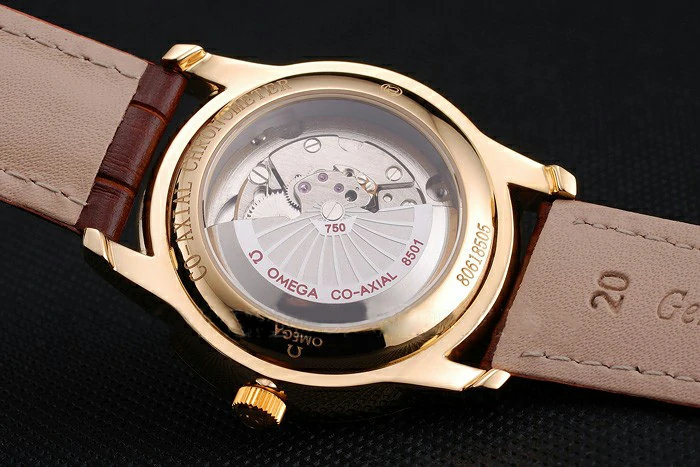 Omega De Ville Prestige Co Axial White Dial Gold Case Brown Leather Strap Roman Numeral new121238
