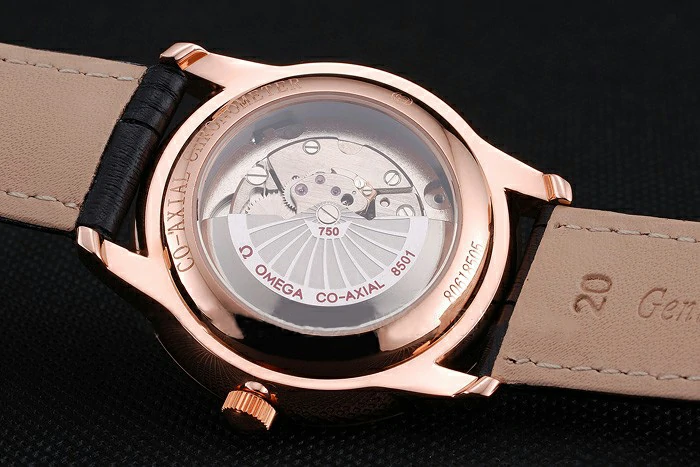 Omega De Ville Prestige Co Axial Black Dial Rose Gold Case Black Leather Strap Roman Numeral new121241
