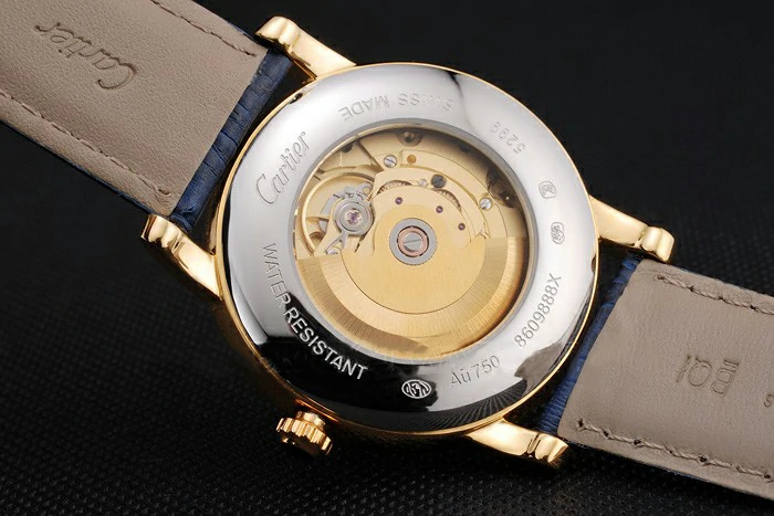 Cartier Ronde Solo Blue Dial Gold Diamond Case Blue Leather Strap new121247
