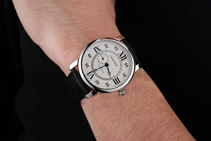 Cartier Rotonde Solo White Dial Silver Case Black Leather Strap new121253
