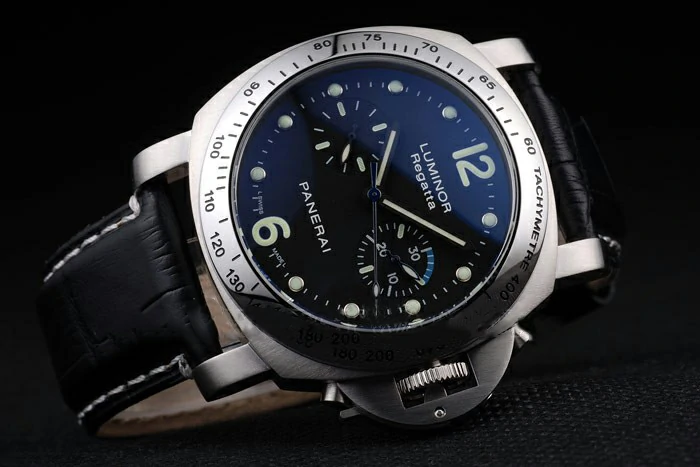 Panerai Luminor Brushed Stainless Steel Case Black Dial Black Leather Strap new121319