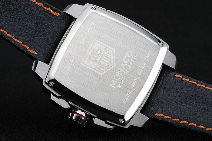 Tag Heuer Monaco Mikrograph Black Leather Strap Black Dial new121322