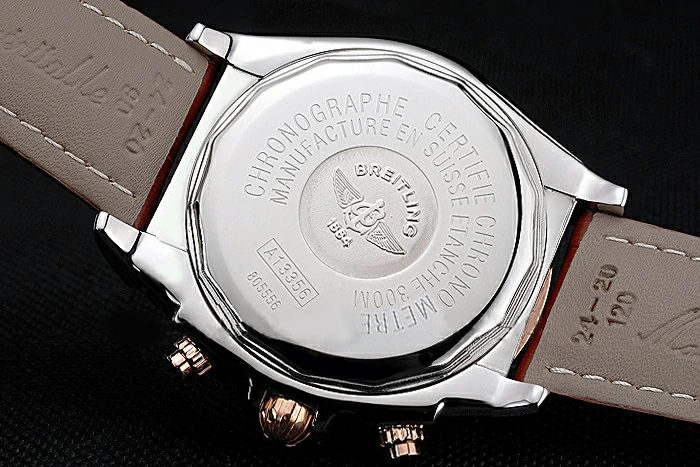Breitling Chronomat Brown Dial Rose Gold Bezel And Subdials Stainless Steel Case Brown Leather Strap new121342