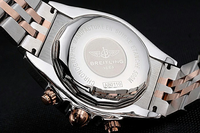 Breitling Chronomat White Dial Rose Gold Bezel And Subdials Stainless Steel Case Two Tone Bracelet new121343