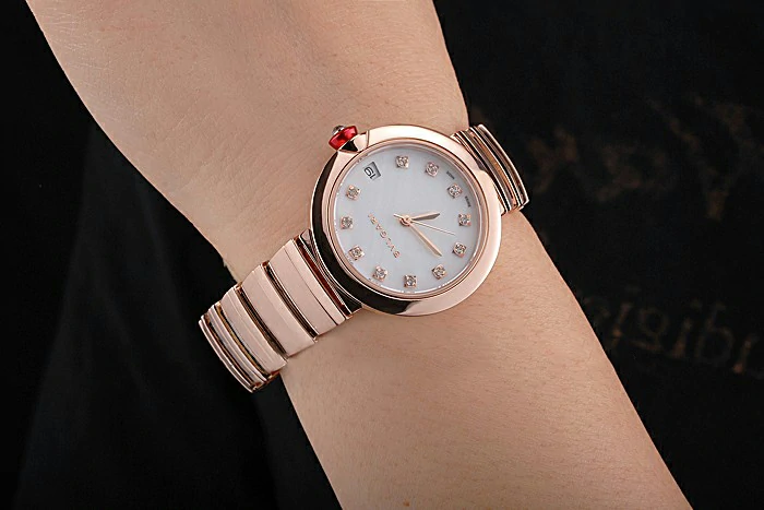 Bvlgari Lvcea White Dial Diamond Hour Markings Rose Gold Case And Bracelet new121349