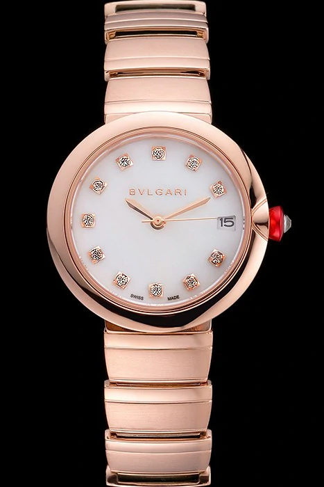 Bvlgari Lvcea White Dial Diamond Hour Markings Rose Gold Case And Bracelet new121349